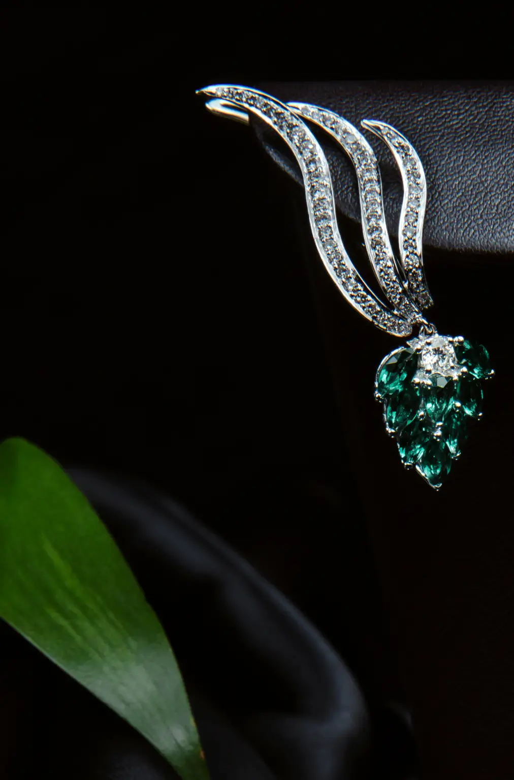 green diamond earring