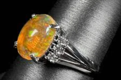 Orange Fire Opal Ring